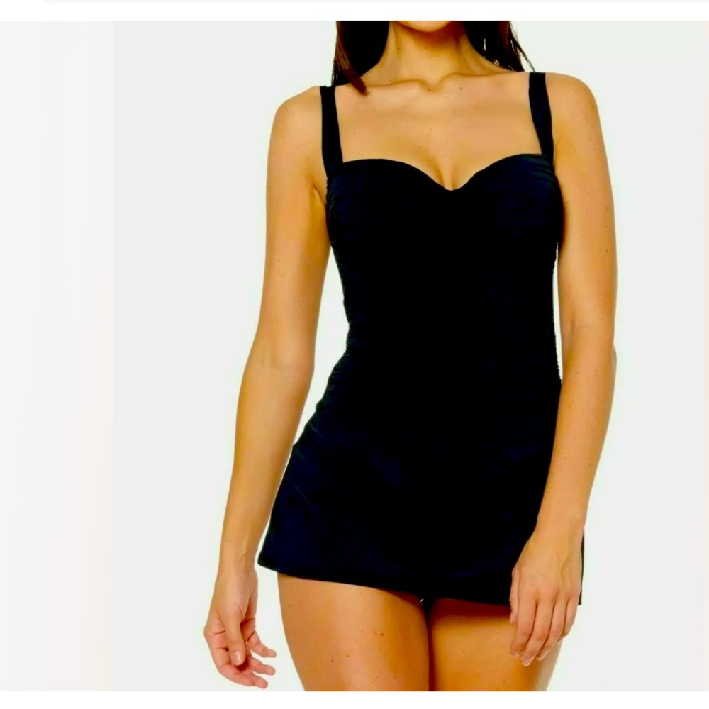 Bleu Rod Beattie Ruched One Piece Swim Suit size 10 D.  NWT